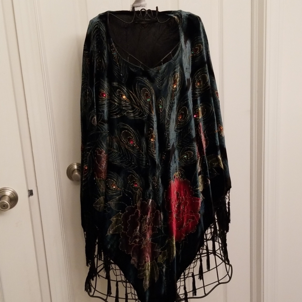 Coldwater creek peacock inspired poncho